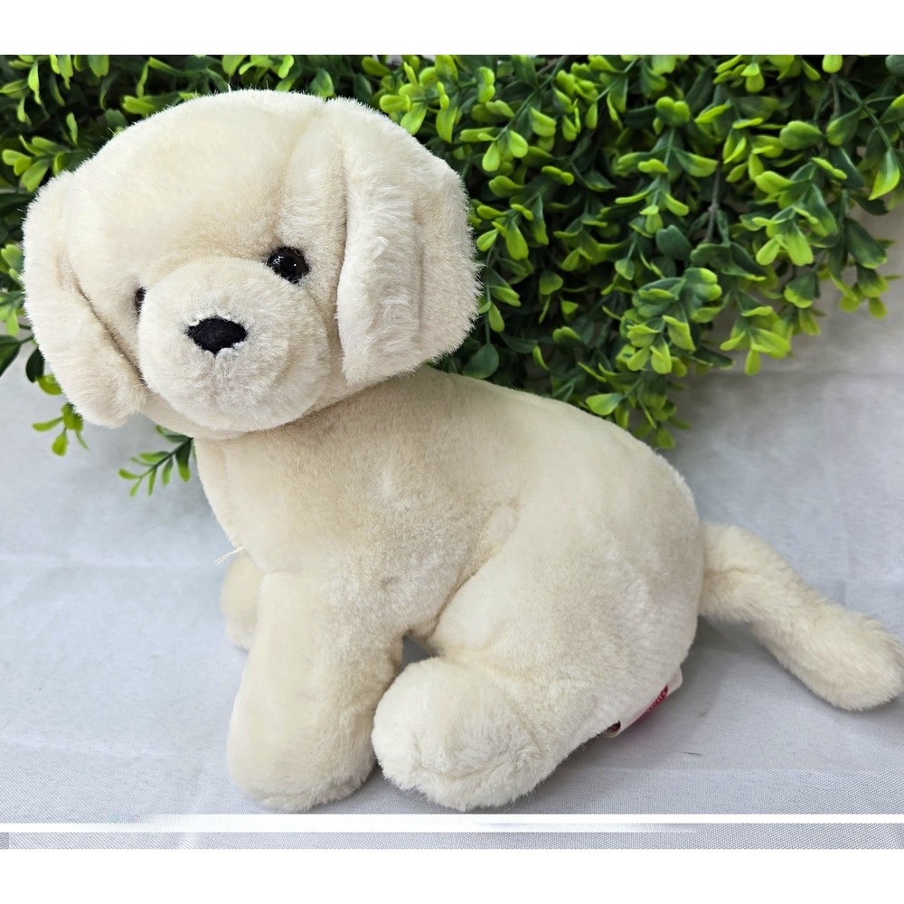 Vintage 1988 Dakin White Cream Puppy Dog Plush Seated Labrador Retriever 1980s